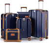 Luggage Set 3 Piece with Cup Holder,Hardshell TSA Lock Spinner Wheels Carry on Lightweight Suitcase，Hook and YKK Zippers for Valentine Gifts (Navy, 5 piece sets(20/24/28/DB/TB))