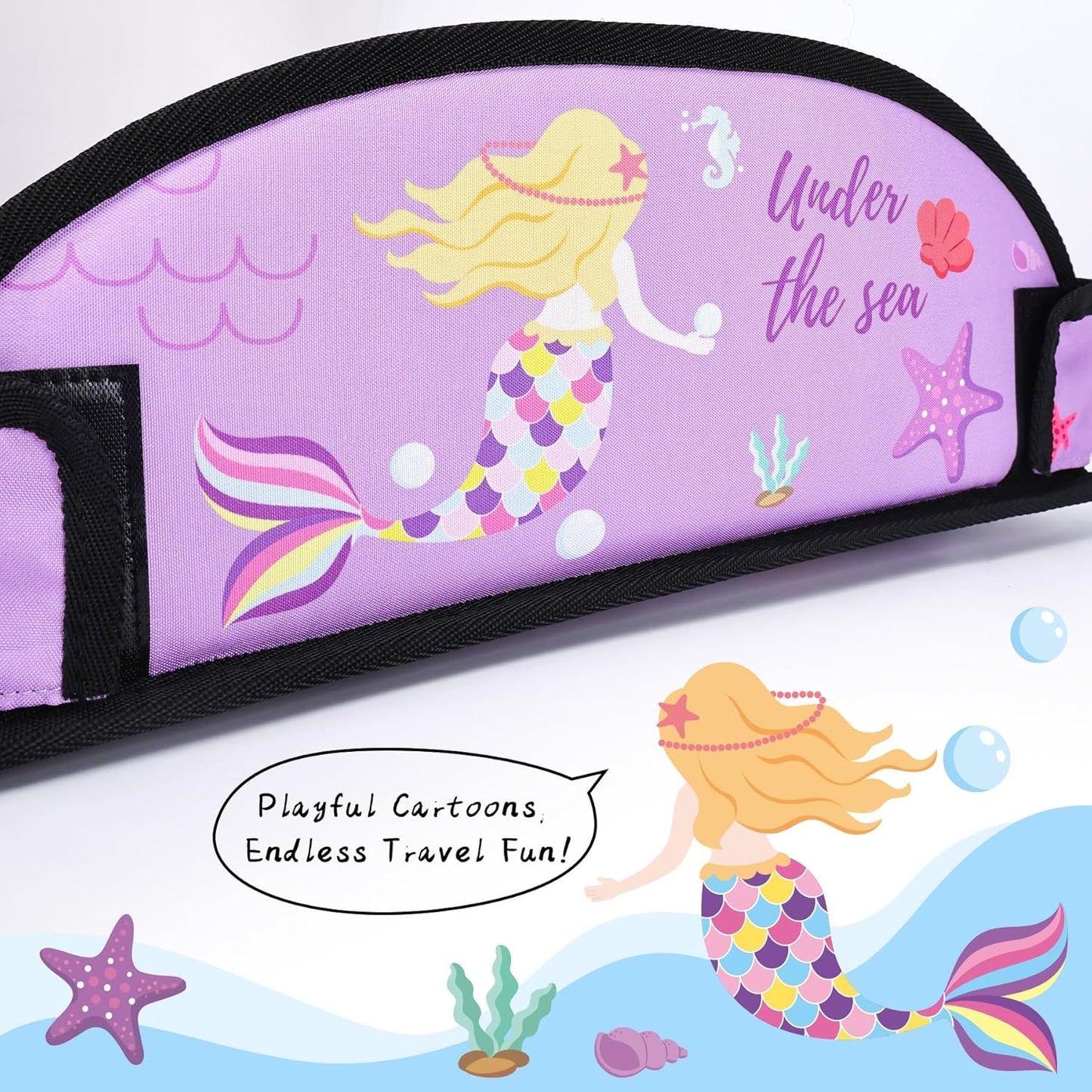 Kids Travel Tray for Car-Car Seat Tray for Kids Travel, Carseat Table Top for Toddler Road Trip Essentials With Drawing Kit, Kids Lap Desk Organizer for Car, Airplane (Purple Mermaid)