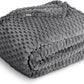 Bare Home Textured Fleece Blanket - Throw/Travel - Ultra-Soft Lightweight for Bed, Sofa, and Couch - Luxury Microplush - Cozy Warm Blanket (Throw/Travel, Waffle Grey)
