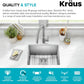 Kraus KHU101-21 Standart PRO 16 Gauge Undermount Single Bowl Set (4 Item Bundle: Sink, Bottom Grid, Drain Assembly, Kitchen Towel), 21 Inch, Stainless Steel