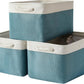 TheWarmHome Organization and Storage basket for Organizing - 3 Pack 16x12x12 inch Cube Storage Bin for Shelves, Fabric Storage Cubes for Organizer Cloth Closet Toy Box (White & Green)