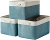 TheWarmHome Organization and Storage basket for Organizing - 3 Pack 16x12x12 inch Cube Storage Bin for Shelves, Fabric Storage Cubes for Organizer Cloth Closet Toy Box (White & Green)