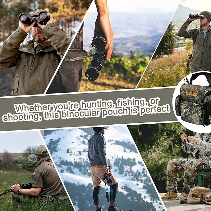 MDSTOP Binocular Harness Chest Pack, Bino Case with Rangefinder Pouch, Bino Harness, Binocular Chest Pack, Bino Bag for Bird Watching,Hunting,Hiking,Shooting (Pine Needle Camo)
