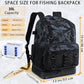 Fishing Backpack with 4 Tackle Boxes, Heavy Duty Fishing Bag with Waterproof Bottom, Tackle Backpack Gifts for Man Woman-Camo Black