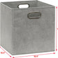 SIMPLE HOUSEWARE 11-Inch Collapsible Fabric Cube Storage Bin with Handles, Printed Design, 6 Pack, Gray