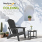 Folding Adirondack Chair, Ergonomic Extended Backrest, HDPE All-Weather, 400lbs Capacity, Maintenance-Free, Cup Holder, （Black）- Outdoor Patio & Firepit Chair