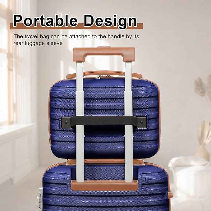 Joyway Luggage Set 3 Piece Suitcase Sets with Spinner Wheel,Hardside Expandable Travel Laggage with TSA Lock (13/20/24/28 Navy brown
