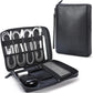Polare Full Grain Leather Travel Cable Organizer Case Electronics Accessories Carry Bag with YKK Zippers Tech Storage Bag for Cables, Power Bank, USB, SD Card, Travel Essentials