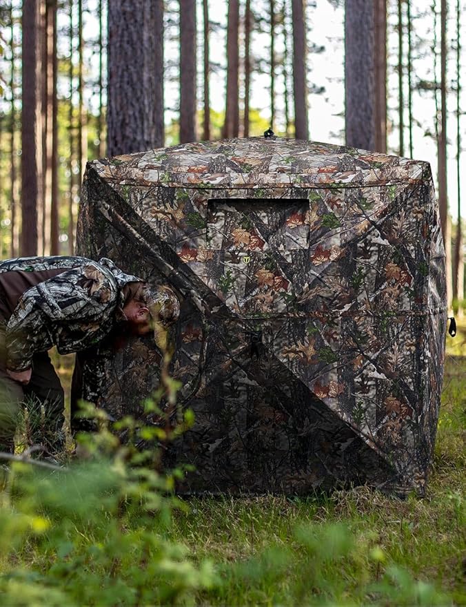 TIDEWE Hunting Blind 270°See Through with Carrying Bag for Turkey Hunting, Pop Up Ground Blinds, Portable Resilient Hunting Tent