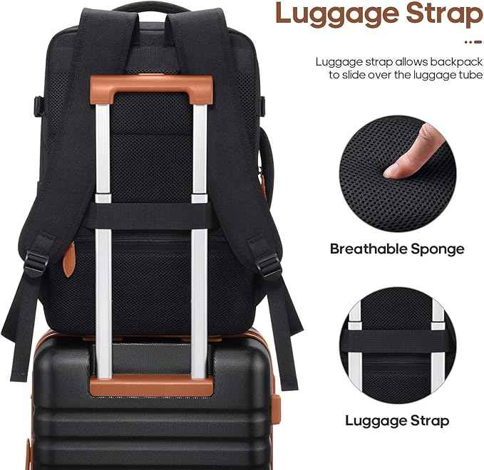 UKEIN Luggage Sets 3 Piece, PC Hardside Large Luggage 28 Inch With Spinner Wheels with TSA Lock, Checked Suitcase Set With Travel Backpack for Men (Black, 3 piece set (28inch))