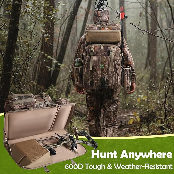 Bow Hunting Backpack 3.0 for Men, Saddle Camo backpack with Bow Holder, Compound Bow Hunting Bag for Saddle Hunting Deer and Elk