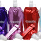 USA Merchant | Collapsible Reusable Water Bottle with Carabiner Clip Light Weight Leak Proof Foldable Drinking Water Bottle Non Toxic BPA Free - 16.9 oz 4 Pack (Pink, Purple, Red, Clear)