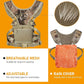 NEW VIEW Binocular Harness Chest Pack, Bino Case with Rangefinder Pouch and Rain Cover, Silent Chest Rig with 8 Pockets for Hunting, Hiking, Bird Watching