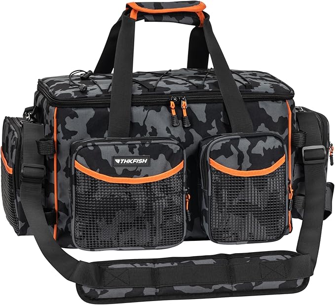 THKFISH Fishing Tackle Bag for 3600/3700 Tackle Box, Waterproof Soft Bottom Large Tackle Box Bag Saltwater & Freshwater Fishing Bags