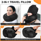 Travel Pillow - Hooded Neck Pillow Airplane Memory Foam Filling for Plane, Office, Cars Sleeping, Road Trip, Long Flights, Portable Plane Accessories, Includes Eye Mask & Earplugs (Black)