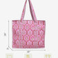 Cotton Quilted Tote Bag for Women – Large Beach & Travel Tote with Zipper, Reusable Grocery Bag