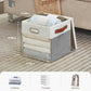 Fabric Storage Cubes with Clear Windows and Lids, 11'' Foldable Storage Bins with 3 Handles, Decorative Storage Boxes for Home, Bedroom, Closet, Office (Gray & White)