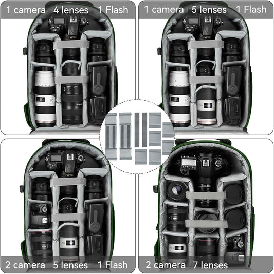 TORIBIO Camera Backpack, Hardshell DSLR Photography Camera Bag, Waterproof Hard Shell Camera Case with Tripod Holder & 15.6" Laptop Compartment Compatible with Canon/Nikon/Sony/DJI Mavic Drone