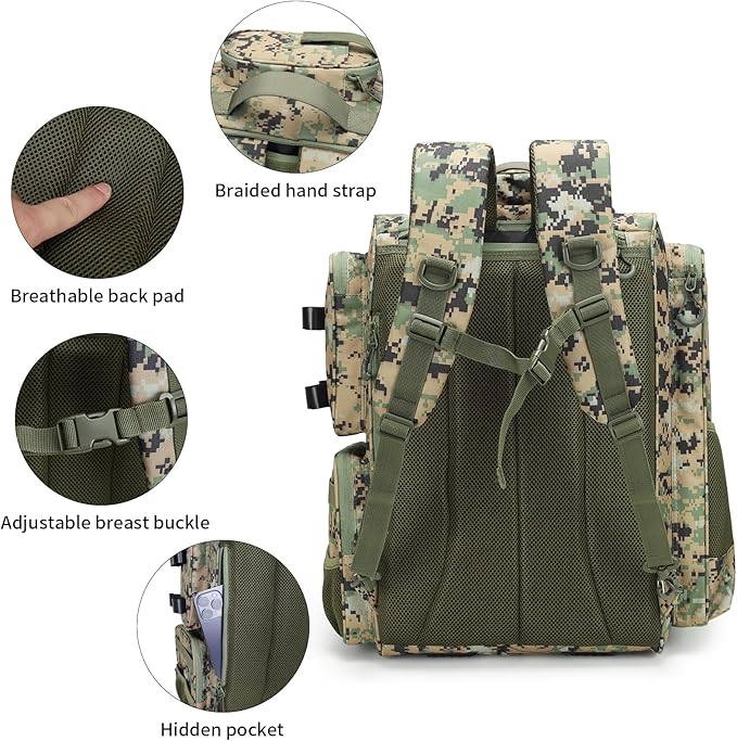 WANOON Fishing Backpack, Ttackle Bag,with Tackle Boxes. Large Fishing Bag Strong Materials