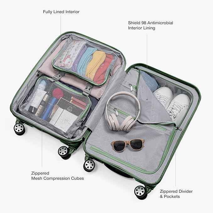 Traveler's Choice Pagosa Hardshell Expandable Luggage with Spinner Wheels, Green, 30-Inch Large