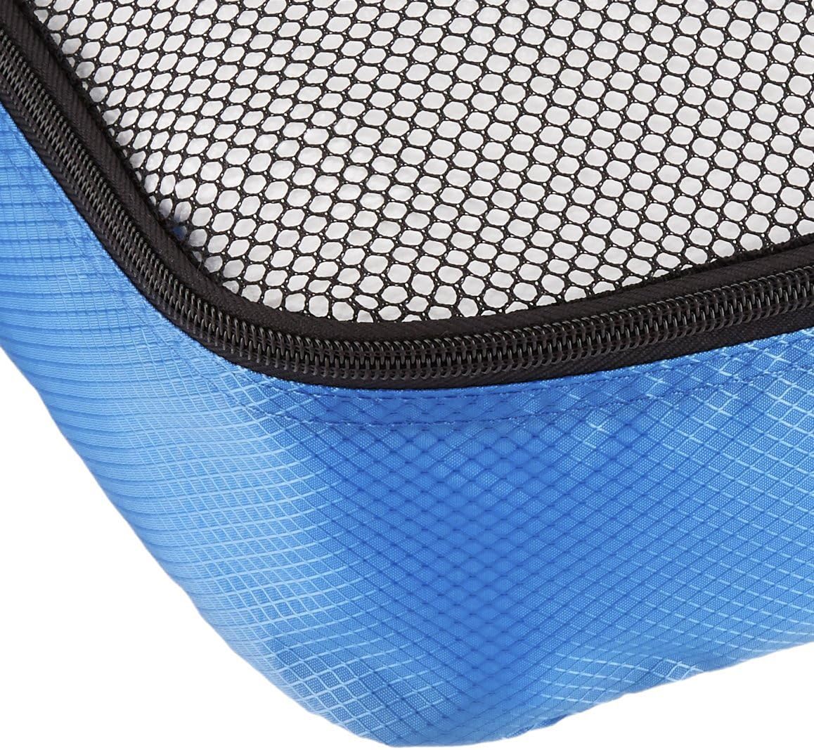 Amazon Basics Packing Cubes for Travel, Packing Organizers Set, 4-Piece-Set (2 Medium And 2 Large) With Double Zipper Pulls and Mesh Top Panel, 100% Durable Polyester, Blue - Roamly