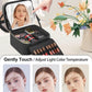 Travel Makeup Bag with LED Mirror Double Layer Makeup Case with Lighted Mirror Dual Layer Cosmetic Train Case Portable Artist Organizer Bag with Dividers and Rechargeable Vanity (Black, Small)