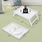 Artmeer Bed Tray Table with Folding Legs,Bamboo Breakfast in Bed for TV Table, Laptop Computer Tray,Eating,Snack Tray (White)