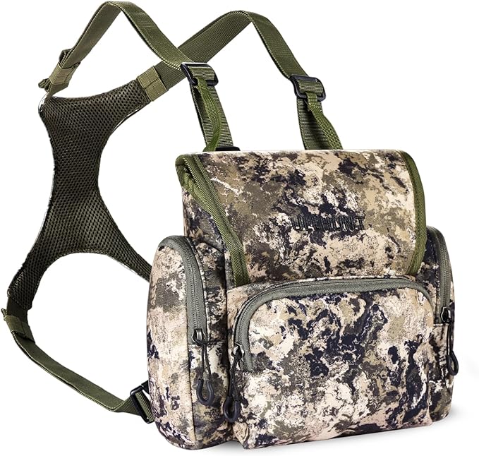 skiguard Bino Harness with Rangefinder Pouch & Rain Cover, Lightweight Binocular Harness Chest Pack