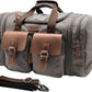 Wildroad 50L Travel Duffel Bag, Expandable Canvas Genuine Leather Duffle Bag Upgraded Overnight Weekender Carry on Bag - Roamly