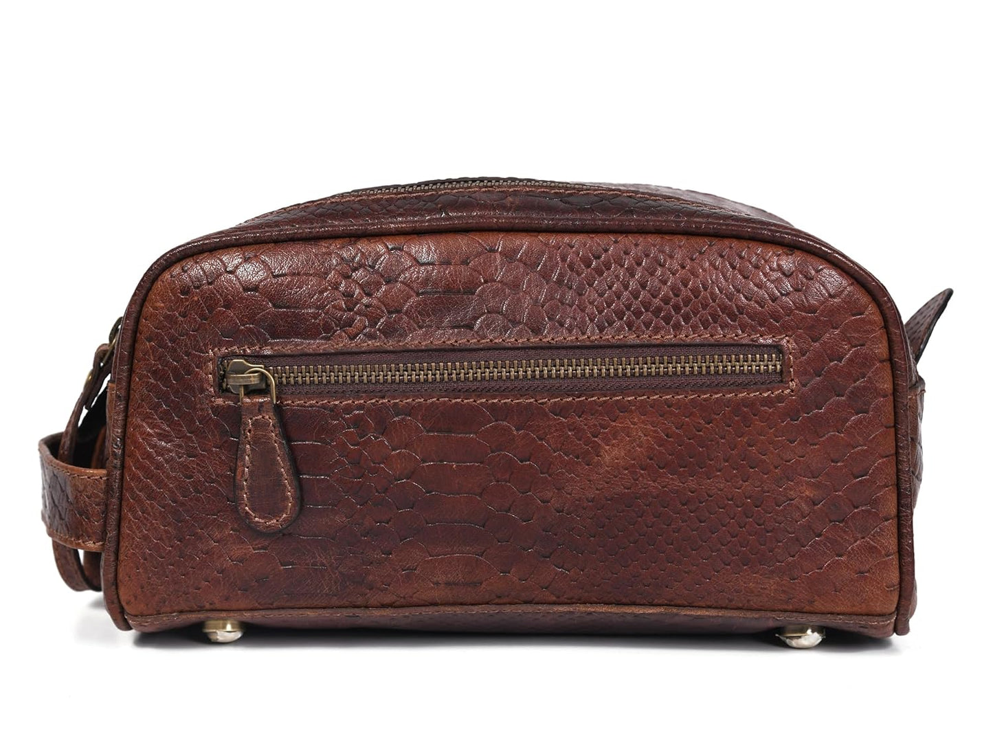 10" Premium Leather Toiletry Travel Pouch With Waterproof Lining | King-Size Handcrafted Vintage Dopp - Kit Gift for Father's Day By Aaron Leather Goods - Roamly