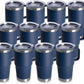 HASLE OUTFITTERS 20oz Tumbler Bulk with Lid, Stainless Steel Tumbler Bulk with Handle, Metal Insulated Travel Coffee Mug Set with Handle, Double Wall Vacuum Leak Proof Tumbler Cup, Navy 12 Pack