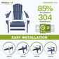 Folding Adirondack Chair - Extended Ergonomic Backrest, Cup Holder - Easy Assembly - Durable HDPE Plastic, Weather Resistant & Maintenance-Free - Lawn, Patio, Deck Supports 380lbs NavyBlue
