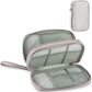 Leather Travel Electronic Organizer - Double Layer, Waterproof Case for Cables, Chargers, Phones & More - Portable, Shockproof Pouch for All Your Electronics Accessories (Grey, M)