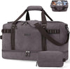 ZOMFELT Travel Duffle Bag for Men Women, Waterproof Canvas Overnight Duffel Bag with Removable Dividers & Shoe Compartment, Carry On Weekender Gym bag, Multi-Pocket & Vintage Design (Washed Grey) - Roamly