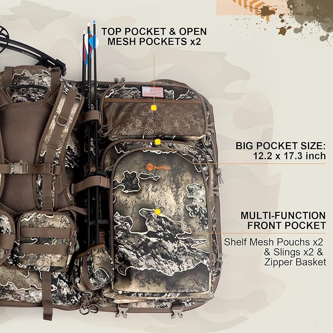 Hunting Backpacks for Men,Saddle Hunting Bag with Bow Holder, Large Compound Bow Hunting Backpack & Duffle Bags