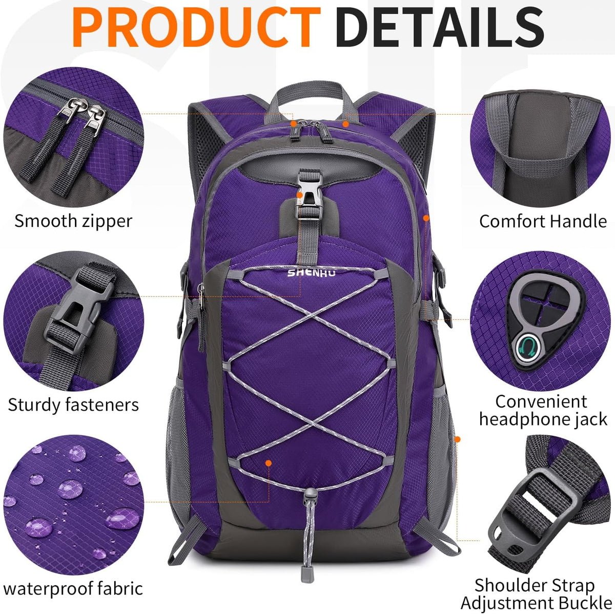40L Hiking Backpack Lightweight Daypack Waterproof Travel Camping Backpack for Men Women Sport Packable - Roamly