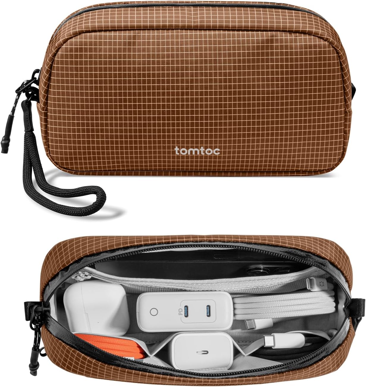 tomtoc Electronics Organizer Travel Case Performance, Water Resistant Bag Cable Tech Pouch Accessories, Carry Storage for Cord, Phone, Cables, Airpods, USB Flash Drive, Daily Items - Roamly