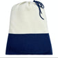 Jet&Bo Luxurious Cashmere Merino Blend Travel Blanket, Airplane-Ready in Packable Pouch, Soft, Lightweight and Breathable (White and Navy)