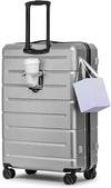 KYME Suitcases with Wheels Hardshell 30 Inch Luggage TSA Approved Large Checked Luggage Durable Travel Rolling Suitcase with Cup Holder for Women Men Silver Grey