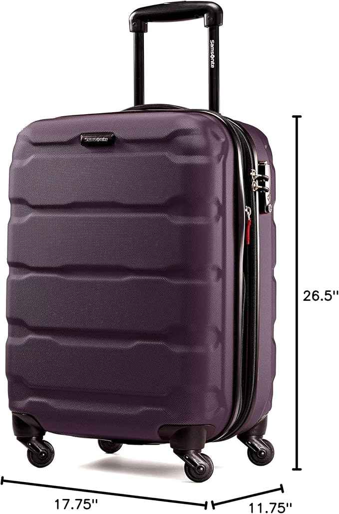Samsonite Omni PC Hardside Expandable Luggage with Spinner Wheels, Purple, Checked-Medium 24-Inch