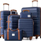 LONG VACATION Luggage Set 6 Piece Luggage ABS hardshell TSA Lock Spinner Wheels Luggage Carry on Suitcase (NAVY, 6 piece set)