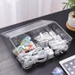 Yesesion Clear Plastic Cord Organizer Box with Adjustment Compartments, Large Cable Management Case with Lid and 10 Wire Ties for Desk Drawer, Home Office, Art Supply, Electronic Accessories (1 PACK)
