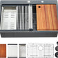 Kitchen Sink, 33 x 22 Drop in Kitchen Sink Gunmetal Black 16 Gauge Stainless Steel Kitchen Sinks Single Bowl Workstation Sink with Cutting Board