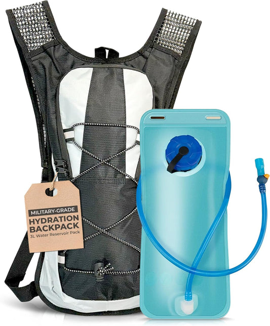 Military-Grade Hydration Backpack, 3L Water Reservoir Pack with Insulated Flow Tube, Tactical Outdoor Gear for Hiking Camping Cycling, Adjustable Padded Straps, Weather-Resistant Pack - Roamly