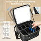 Travel Makeup Bag with Light Up Mirror, Cosmetic Artist Organizer Case with LED Mirror, Travel Makeup Case for Cosmetic Brush Holder Storage, Toiletry Case for Women Gift