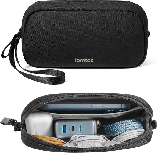 tomtoc Electronics Organizer Travel Case, Water Resistant Travel Bag Cable Organizer for Essentials, Tech Pouch Accessories Carry Storage for Cord, Phone, Cables, Airpods, USB Flash Drive, Daily Items - Roamly