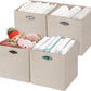 Posprica Storage Cubes, 12×12 Storage Bins, Fabric Drawers Organizer Basket, 4pcs, Beige