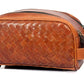 10" Premium Leather Toiletry Travel Pouch With Waterproof Lining | King-Size Handcrafted Vintage Dopp - Kit Gift for Father's Day By Aaron Leather Goods - Roamly