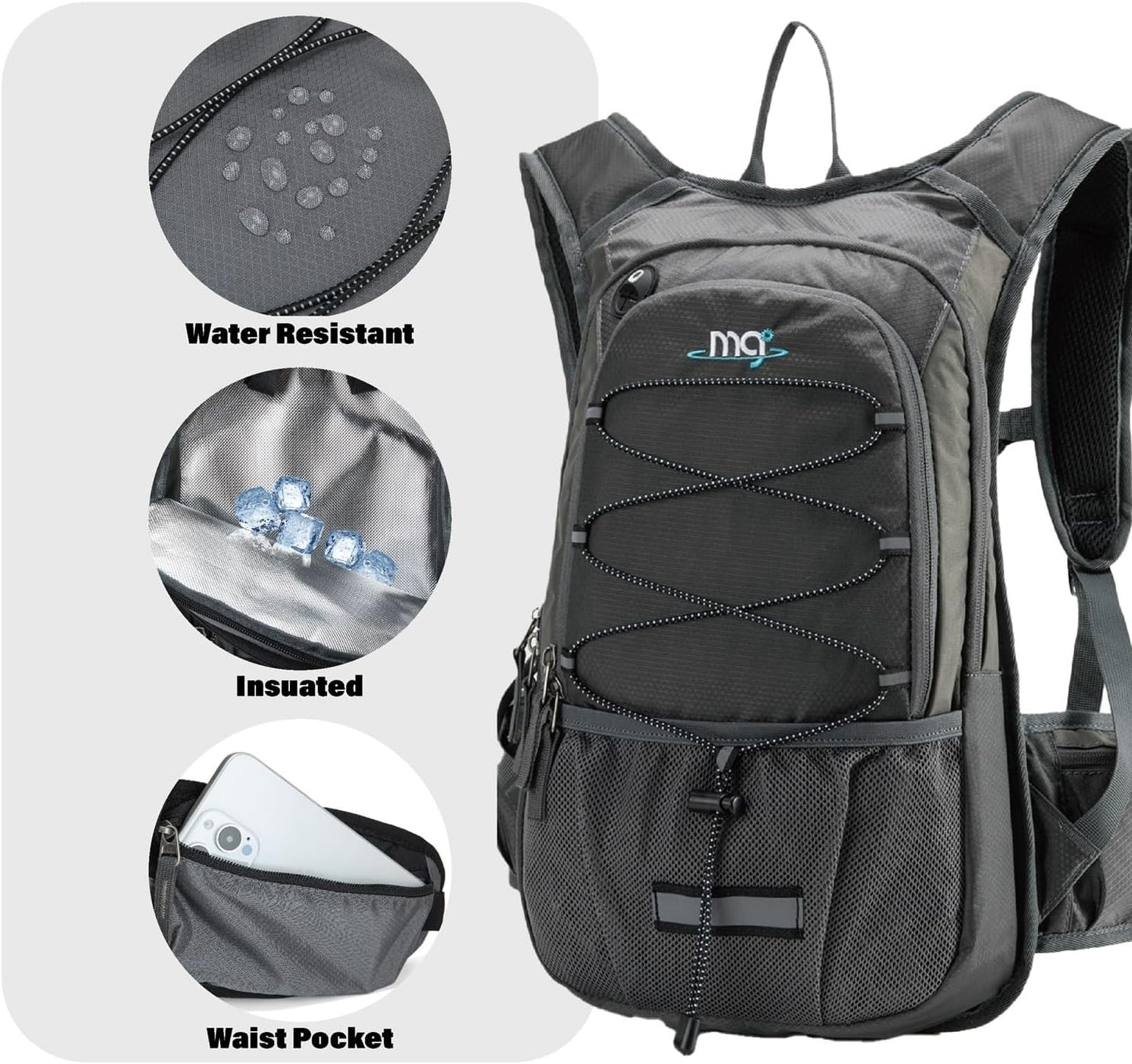 15L Insulated Hydration Backpack Pack with 2L Water Bladder Lightweight Hiking Backpack Bag for Women Men Daypack for Hiking Running Festival Camping Biking - Roamly