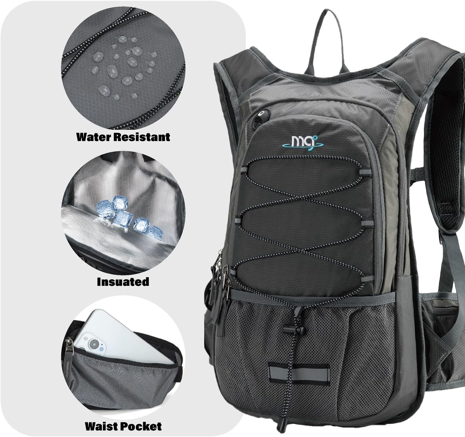 15L Insulated Hydration Backpack Pack with 2L Water Bladder Lightweight Hiking Backpack Bag for Women Men Daypack for Hiking Running Festival Camping Biking - Roamly
